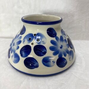 Yankee Candle Jar Shade Topper Cobalt Blue Floral Ceramic  Thailand